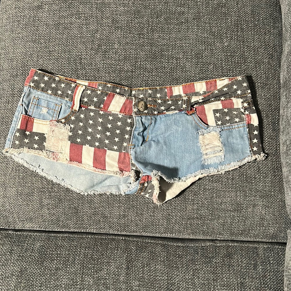 American flag jean shorts